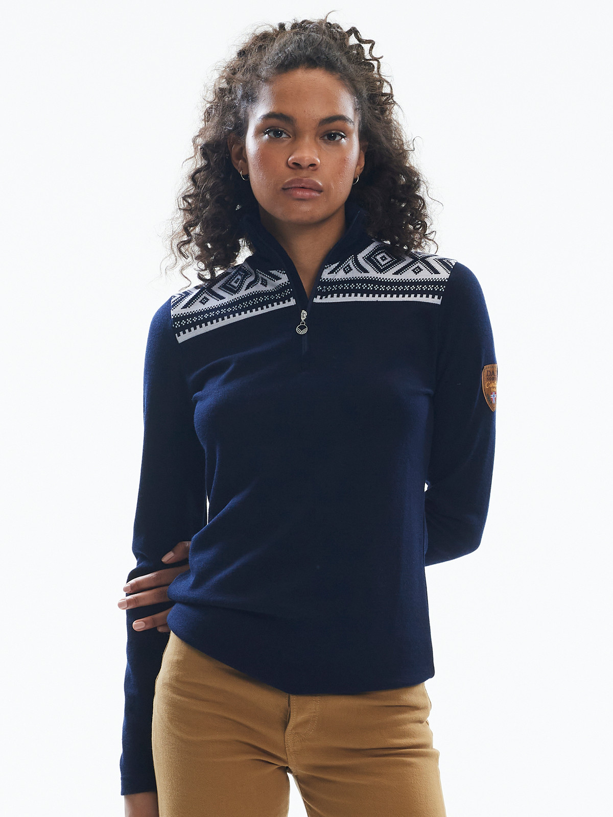 Dale of Norway Cortina Women's Basic Sweater (Base Layer), Navy/Off White, 93521C