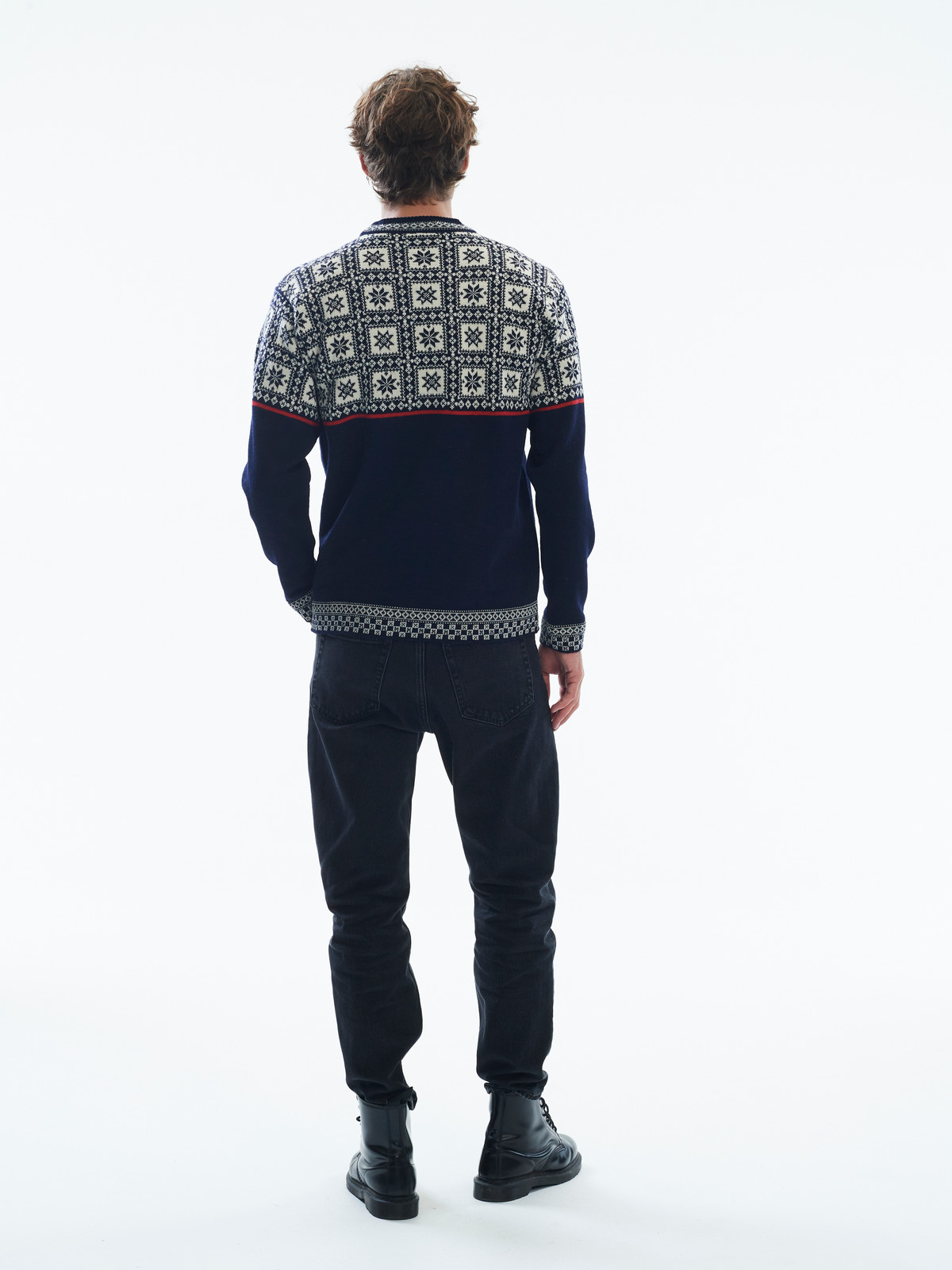 Dale of Norway - Tyssoy Men's Sweater: Navy/Off White/Raspberry, 94411 ...