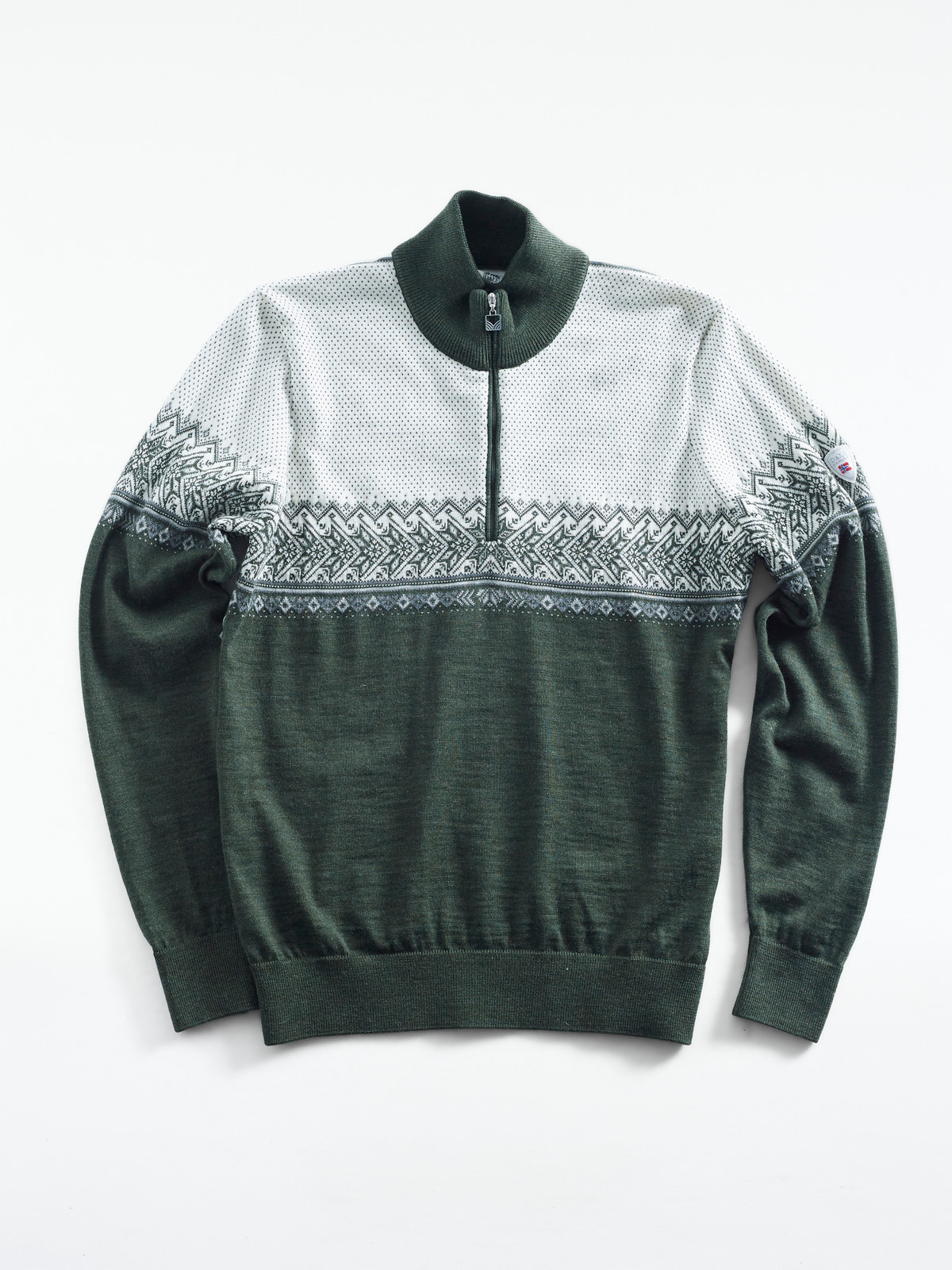 Dale of Norway Hovden Sweater, Mens -  Dark Green/Light Charcoal/Off White,93441-N