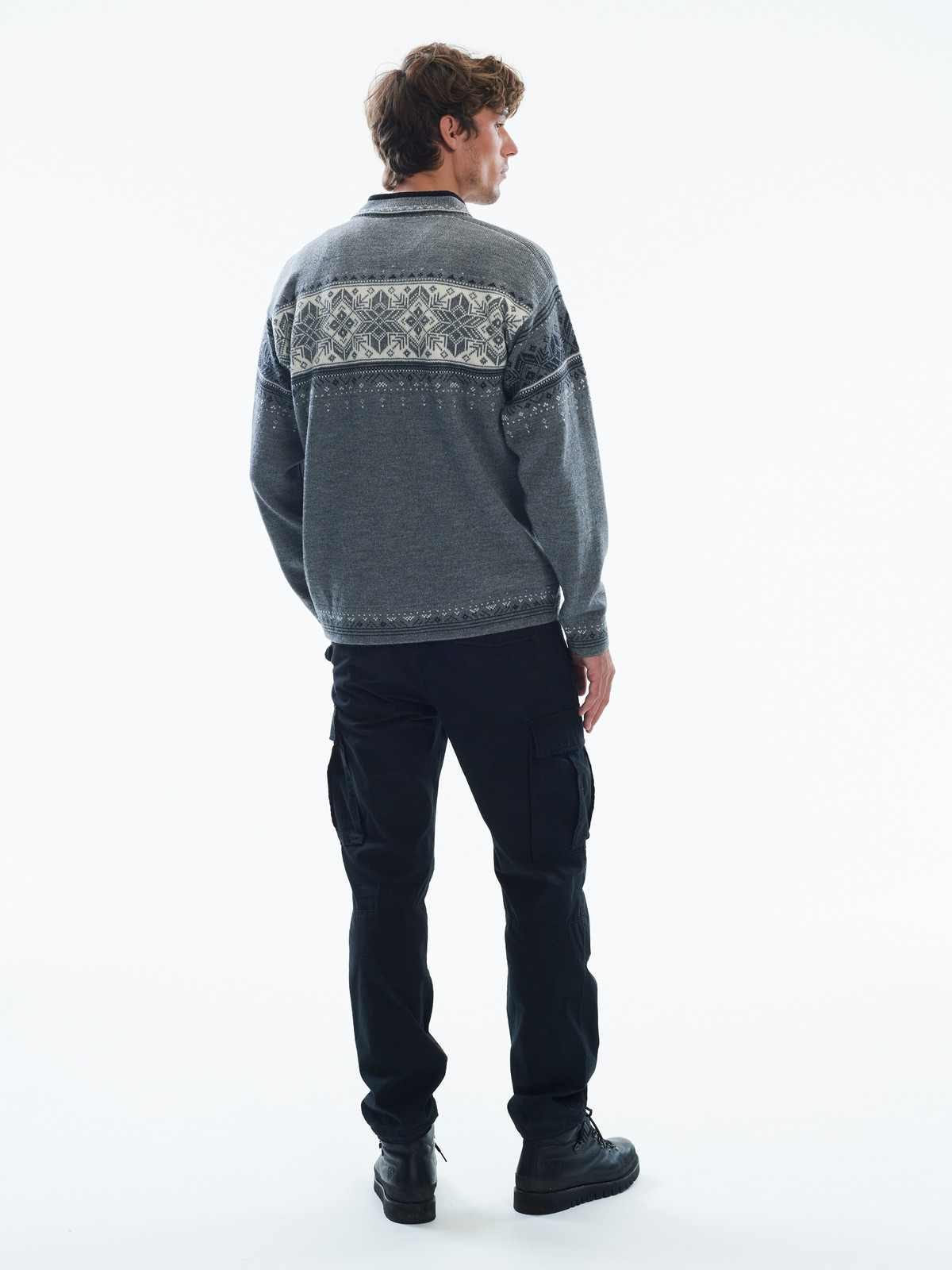 Dale of Norway Blyfjell Unisex Sweater,  Smoke/Dark Charcoal/Off White, 95021E