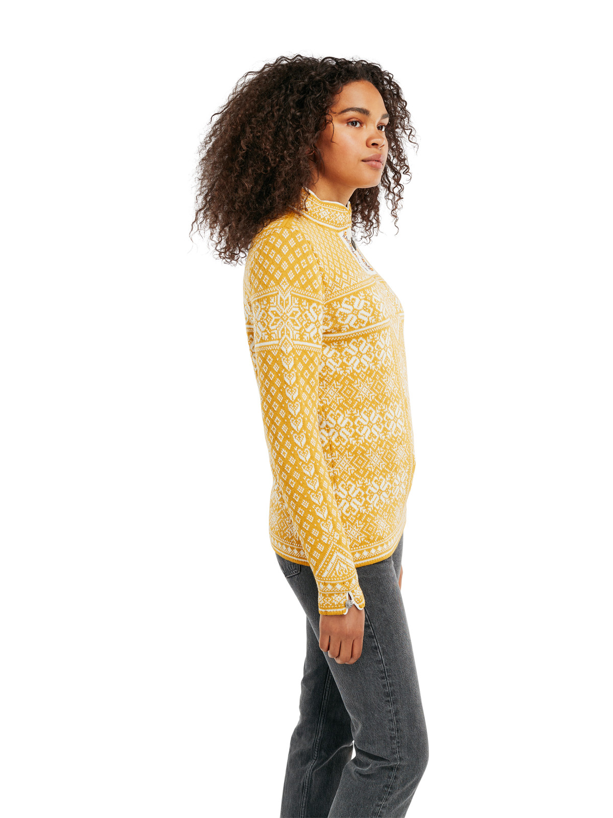 Dale of Norway Peace Women's Sweater, Mustard/Off White, 13312-O00_side