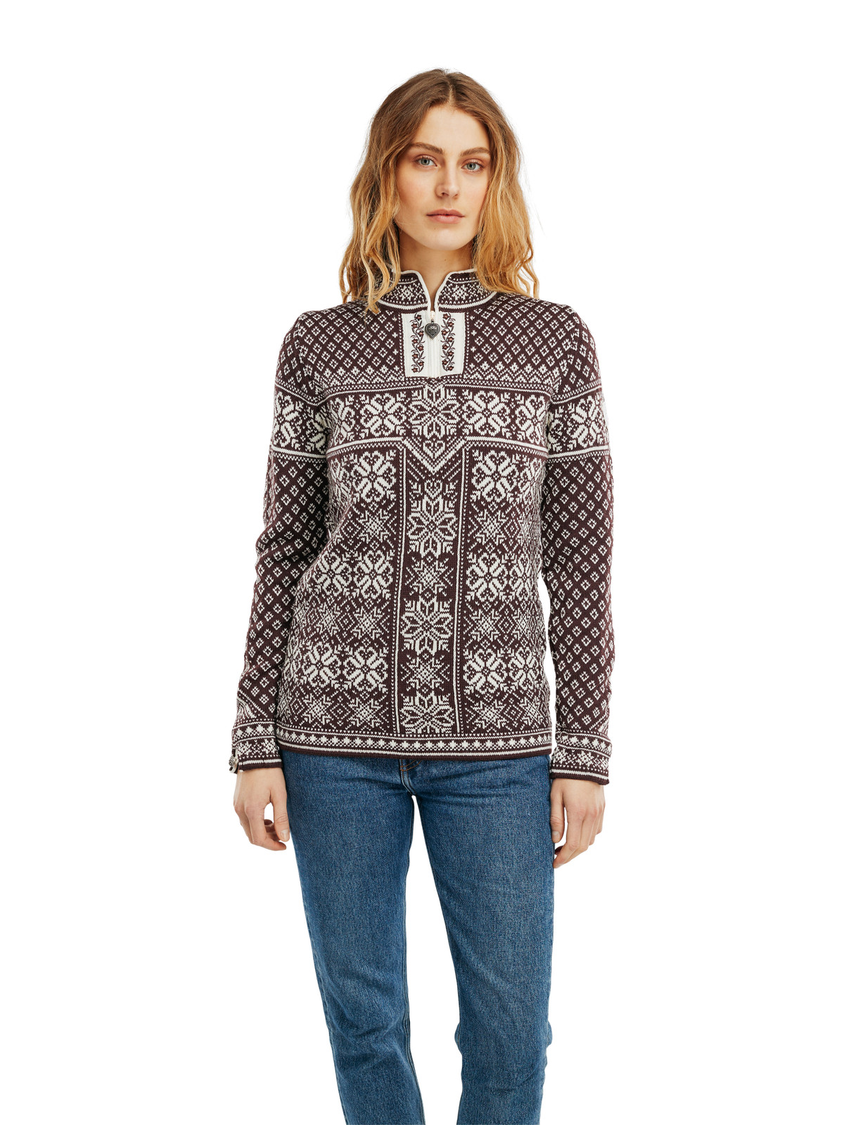 Dale of Norway Peace Women's Sweater, Aubergine/Off White, 13312Q00
