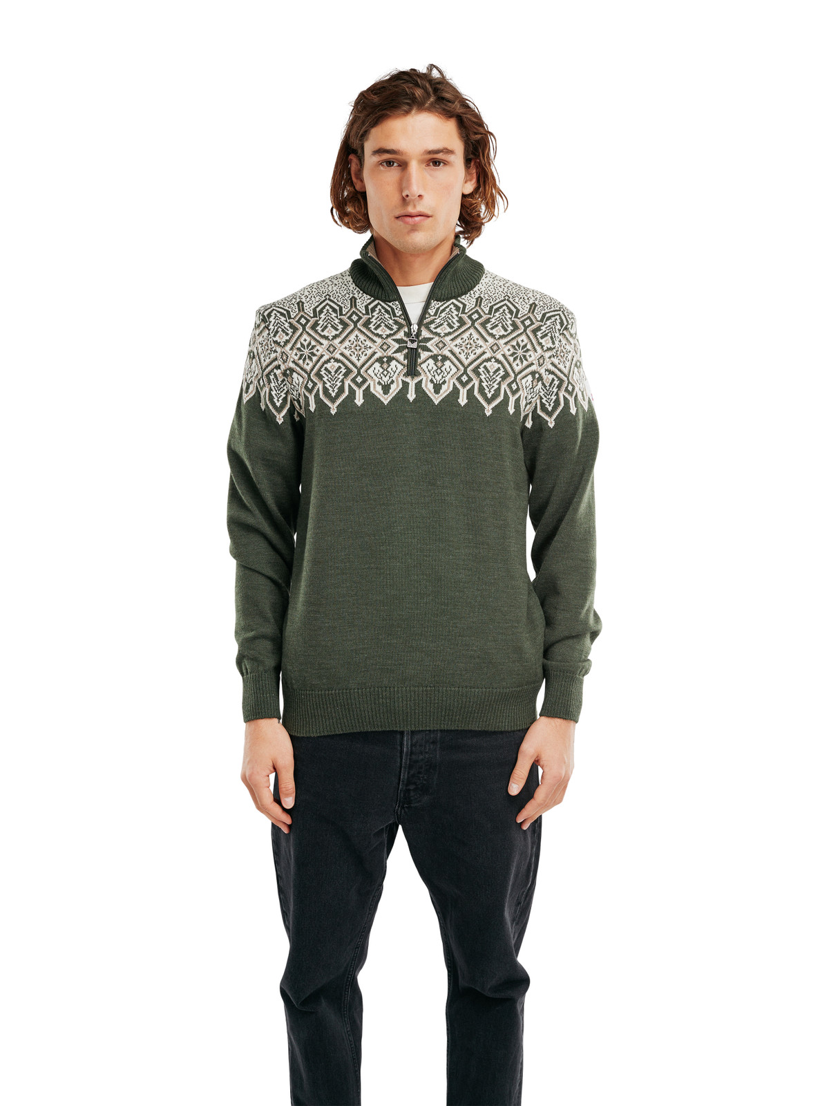 Dale of Norway Winterland Men's Sweater, Dark Green/Off White/Mountainstone, 95291-N00