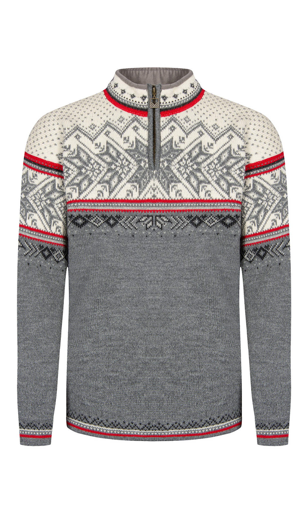 Dale of Norway - Vail Unisex 1/4 Zip Sweater: Smoke/Off White/Raspberry,  90331-T