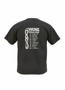  Viking World Tour - Unisex T-Shirt (1094-5050-5000)
Product image showcasing the back side of the t-shirt - featuring key historical dates of the Viking tour of Europe.