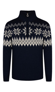 Dale of Norway - Dalestolen Men's 1/4 Zip Sweater: Navy/Off White