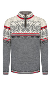 Dale of Norway Vail Unisex 1/4 Zip Sweater - Smoke/Off White/Raspberry, 90331-T_product