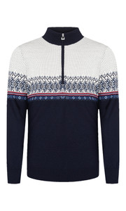 Dale of Norway - Vail Unisex 1/4 Zip Sweater: Midnight Navy/Off