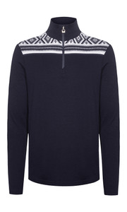 Dale of Norway Cortina Men's Base Layer Sweater, Navy/Off-White, 93531-C_Product
Photo Credits: Dale of Norway
1/4 Zip high neck with J-sleeves. Tightly knit Skin-soft merino wool