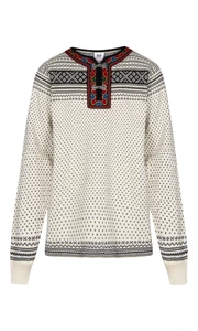 Dale of Norway Setesdal Unisex Sweater - Off White/Black, 93781-A_product
Photo credits: Dale of Norway
Norwegian wool sweater with traditional braid, Norwegian pewter clasps and lusemønster pattern.