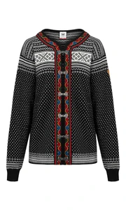 Dale of Norway Setesdal Unisex Cardigan - Black/Off White, 83291-F_product
Photo credits: Dale of Norway
Mid-layer heavyweight cardigan with Norwegian pewter clasps and traditional braid trim. Authentic lusekofte Norwegian pattern from the early 19th century.