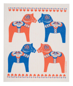 Swedish dish cloth, Painted Dala Horse design