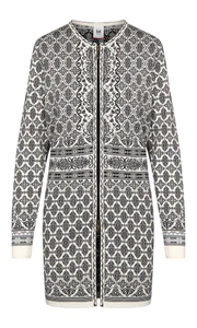 Dale of Norway Ingeborg Women's Cardigan - Off White/Black, 83521-A00_product
Photo credits: Dale of Norway
Lightweight mid-layer with long length, crewneck, and 2-way zipper front. All-over design with pattern shifts at the waist.