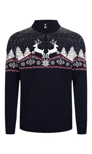 Dale of Norway - Men's 1/4 Zip Dale Christmas Sweater: Navy/Off White/Red Rose, 93931-C00_product
Photo: Dale of Norway
Medium weight mid-layer in 100% merino wool
