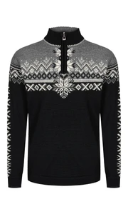 Dale of Norway - 140th Anniversary Men's 1/4 Zip Sweater: Black/Smoke/Off White, 93951-F_Product
Photo: Dale of Norway
heavyweight mid-layer in 100% Norwegian wool with Merino wool lined collar and Norwegian pewter buttons