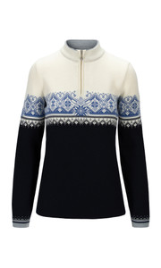 Dale of Norway - Peace Women's 1/4 Zip Sweater, Navy/Ice Blue