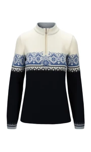 Dale of Norway Moritz Women's 1/4 Zip Sweater, Navy/White/Ultramarine, 91461-R_product
Photo credits: Dale of Norway
merino wool sweater in Navy with Off White and Ultramarine with Nordic design from the 2003 FIS Alpine World Ski Championships in St. Moritz Switzerland