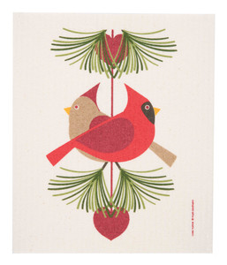 Swedish Christmas Dishcloth - Cardinal Pair (221.60) Swedish Christmas Dishcloth - Cardinal Pair (221.60)