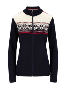 Dale of Norway - Liberg Women's Cardigan: Marine/Off White/Raspberry, 85761-C00_product
Photo credits: Dale of Norway
A merino wool cardigan with Norwegian eight-petal rose pattern and full length two-way zipper.