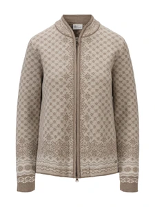 Dale of Norway - Solfrid Women's Cardigan: Mountainstone/Sand/Off White, 83341-P00_Product
Pohoto Credits: Dale of Norway
Merino wool full-zip cardigan with medium high neck in a nature-inspired palette.