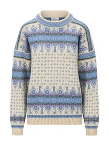 Dale of Norway - Albertville Women's Sweater: Off White/Blue Shadow/Ice Blue, 96321-A00_product
Photo credits: Dale of Norway
Featuring an authentic Norwegian Olympic-inspired pattern, heavy knit 100% wool construction, relaxed fit, crew neck, and premium Scandinavian craftsmanship designed and knitted in Norway.