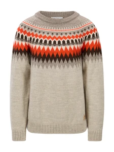 Dale of Norway - Losna Men's Crewneck Sweater: Birch Melange/Vanilla Sugar/Orange (Roth Red), 96411-M00_product
Photo credits Dale of Norway
A chunky wool Norwegian knit with zigzag Fair Isle pattern
