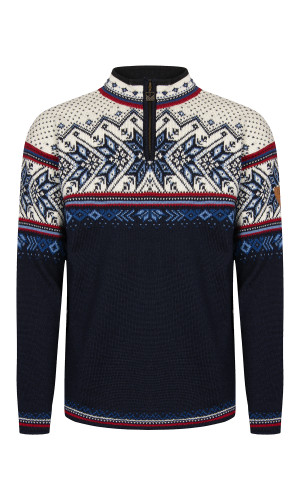 Dale of Norway Vail Unisex 1/4 Zip Sweater - Midnight Navy/Off White/Red Rose, 90331-C_product