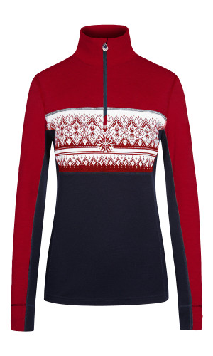 Dale of Norway Moritz Basic Women's Sweater (Base Layer), Raspberry/Navy/Off White, 92681B