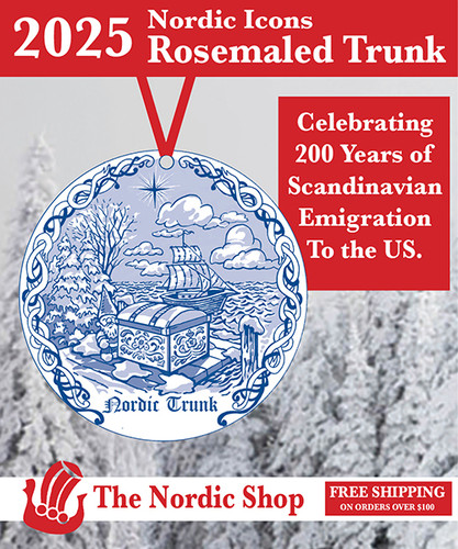 The Nordic Rosemaled Trunk Ornament Celebrating 200 yrs of Scandinavian Emigration to the US!