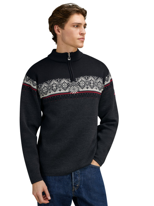 Dale of Norway - Moritz Men's 1/4 Zip Sweater: Dark Charcoal/Black