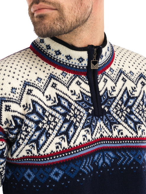 Dale of Norway - Vail Unisex 1/4 Zip Sweater: Midnight Navy/Off