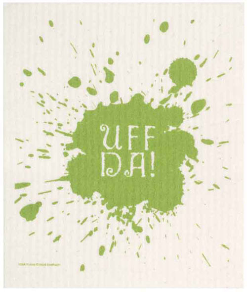 Swedish dish cloth, Green Uff-Da design