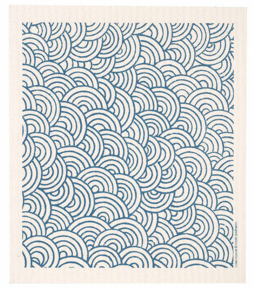 Swedish dish cloth, Blue Circles design