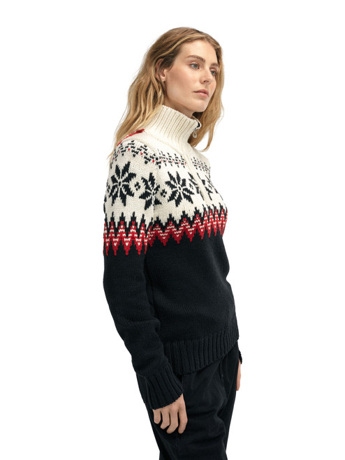 Dale of Norway - Myking Woman's 1/4 Zip Sweater: Black/Raspberry