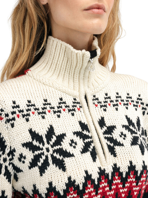 Dale of Norway - Myking Woman's 1/4 Zip Sweater: Black/Raspberry