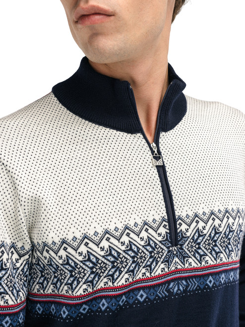 Dale of Norway - Hovden Men's 1/4 Zip Sweater: Navy/Off White/Blue