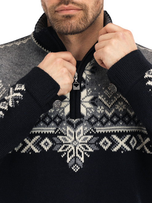 Dale of Norway - 140th Anniversary Men's 1/4 Zip Sweater: Black