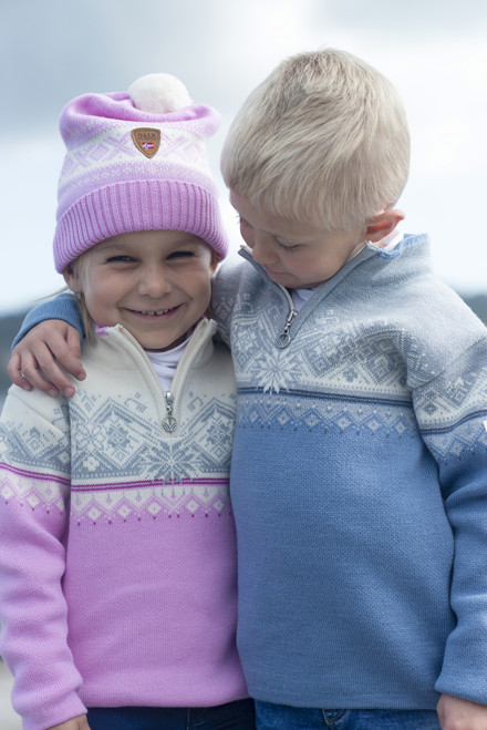 Dale of Norway - Moritz Kid's 1/4 Zip Sweater: Pink Candy/Off