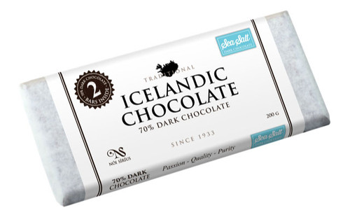 Nói Síríus Icelandic Chocolate - 70% Dark Chocolate with Sea Salt, 200g
