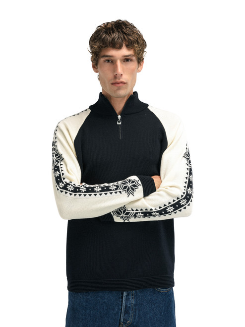 Dale of Norway - Geilo Men's 1/4 Zip Sweater: Black/Off White