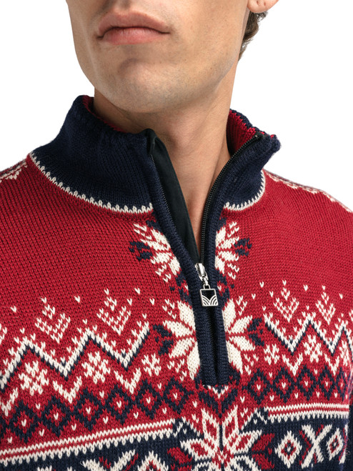 Dale of Norway - 140th Anniversary Men's 1/4 Zip Sweater: Navy/Red