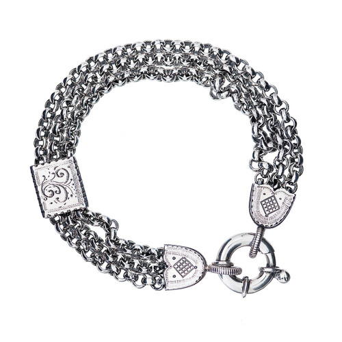 Huldre of Norway - Froya, 3 Row Belcher Chain Silver Bracelet (33023)