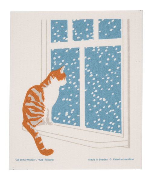 Swedish Dishcloth - KH Cat at Window (221.71)