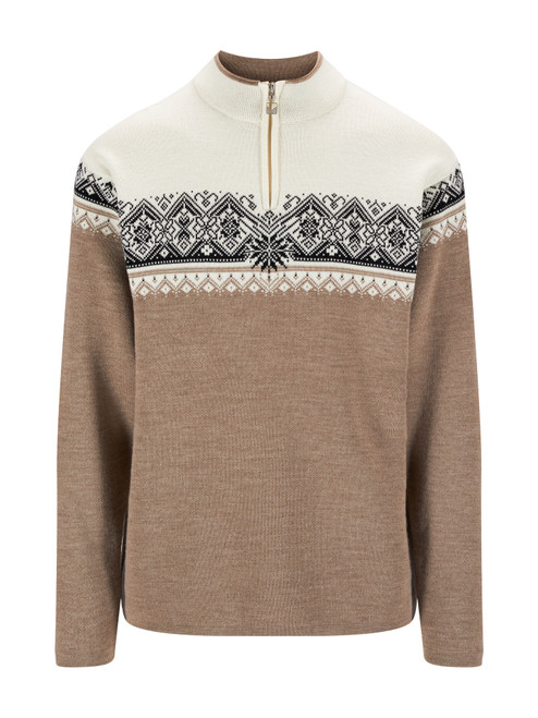 Dale of Norway - Moritz Men's 1/4 Zip Sweater: Mountainstone/Off White/Black, 91391-P00_product
Photo credits: Dale of Norway
Merino wool double knit construction with medium high neck and j-sleeves. Norwegian Ski Team sweater design from the 2003 World Ski Championships in St. Moritz Switzerland