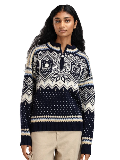Dale of Norway - VM Trondheim Women's 1/4 Zip Sweater: Navy/Off