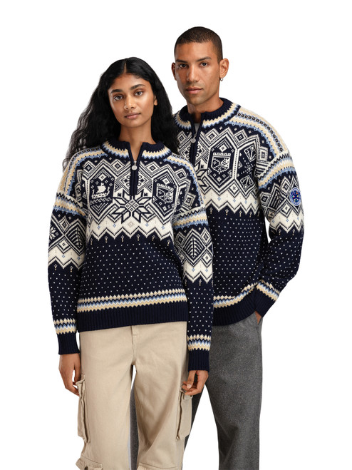 Dale of Norway - VM Trondheim Women's 1/4 Zip Sweater: Navy/Off