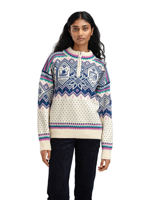 Dale of Norway - VM Trondheim Women's 1/4 Zip Sweater: Off White