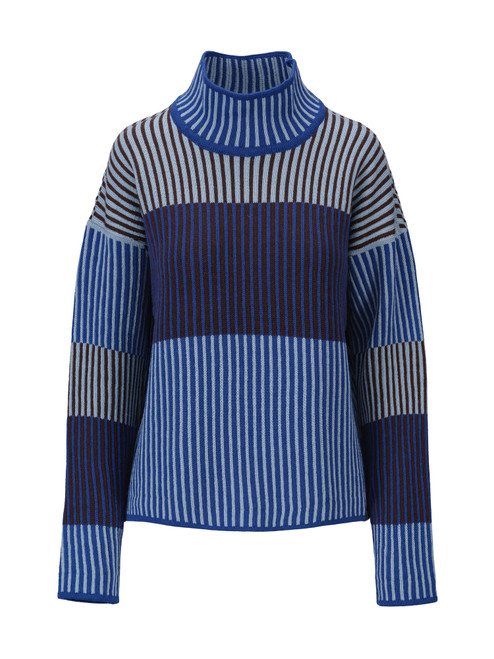 Dale of Norway - Skarstind Women's Sweater: Ultramarine/Ice Blue/Wine, 95661-Q00_Product
Photo Credits: Dale of Norway
Medium weight mid-layer with loose fit and high neck. Textured knit and tonal color palette.