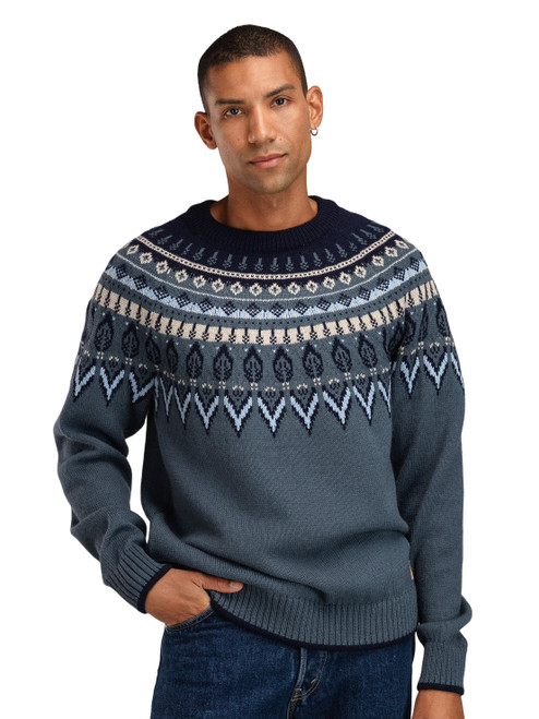 Dale of Norway - Sula Men's Crewneck Sweater: Steel/Navy/Ice Blue