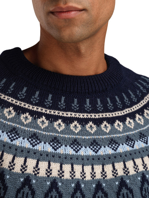 Dale of Norway - Sula Men's Crewneck Sweater: Steel/Navy/Ice Blue